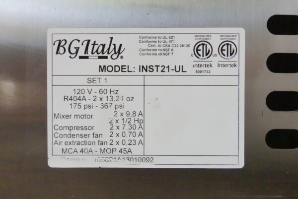 CARPIGIANI BG ITALY TWO FLAVOR GELATO BATCH FREEZER MODEL INST21-UL - Image 12