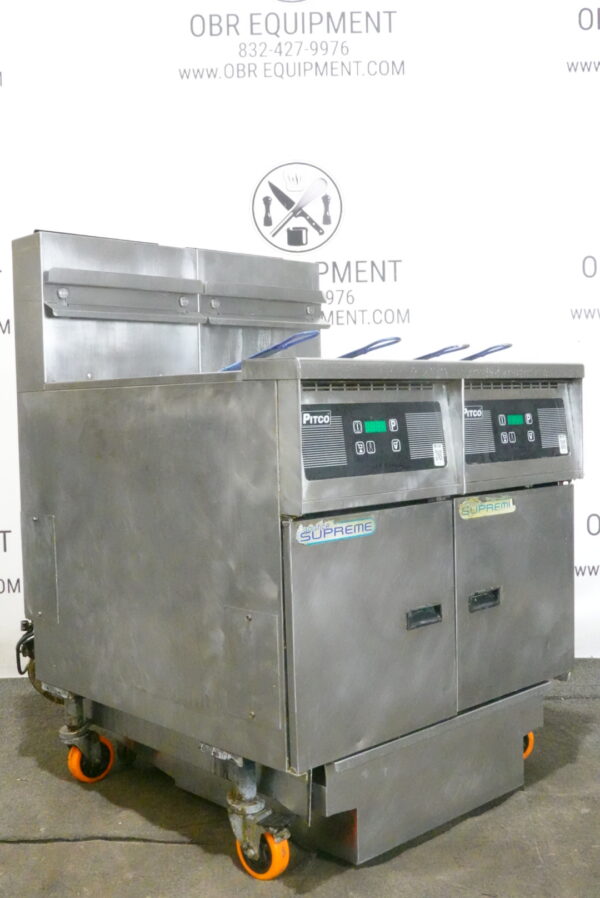 PITCO TWO BAY NATURAL GAS (50 LBS CAPACITY PER BAY) FRYER WITH FILTRATION SYSTEM MODEL SSH55 - Image 6