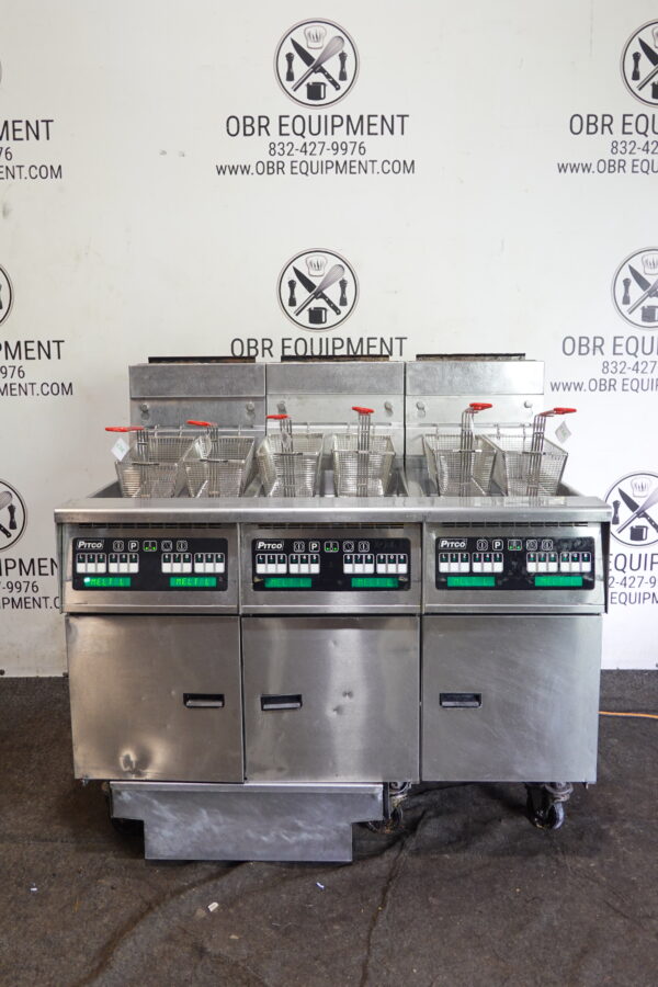 PITCO THREE BAY NATURAL GAS (50 LBS CAPACITY PER BAY) FRYER WITH FILTRATION SYSTEM MODEL SSH55