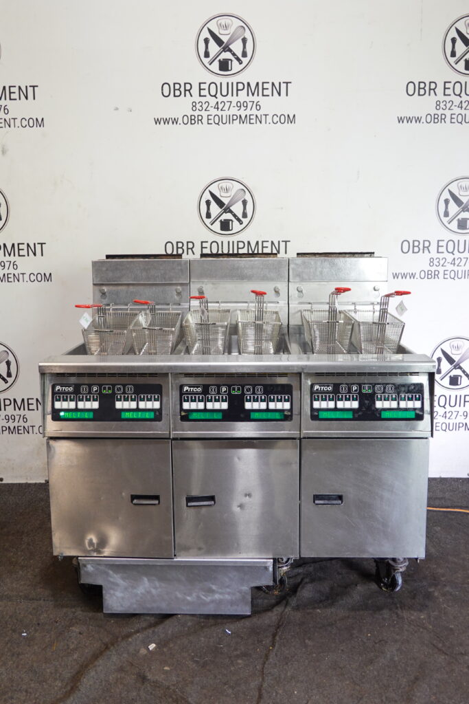 PITCO THREE BAY NATURAL GAS (50 LBS CAPACITY PER BAY) FRYER WITH FILTRATION SYSTEM MODEL SSH55