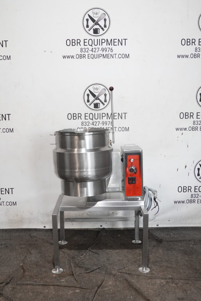 VULCAN 12-GAL ELECTRIC TILTING STEAM JACKETED KETTLE ON STAND MODEL K12ETT