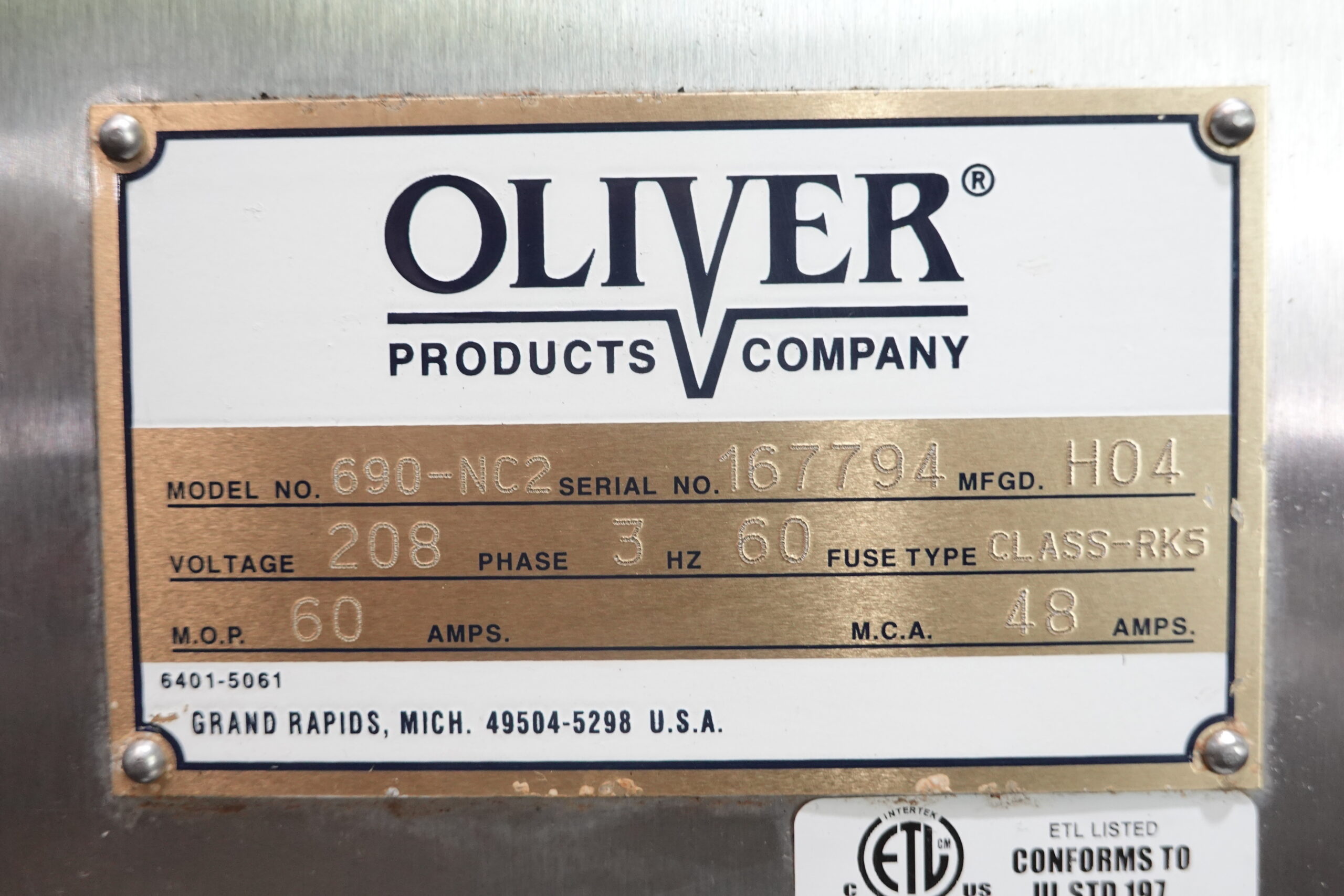 OLIVER ELECTRIC BREAD BAKING STEAM INJECTED CONVECTION OVEN MODEL 690-NC2 - Image 12