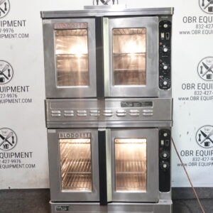 BLODGETT DOUBLE STACKED PROPANE GAS CONVECTION OVEN MODEL DFG-100-3- TOP OVEN W TIME FAN DELAY
